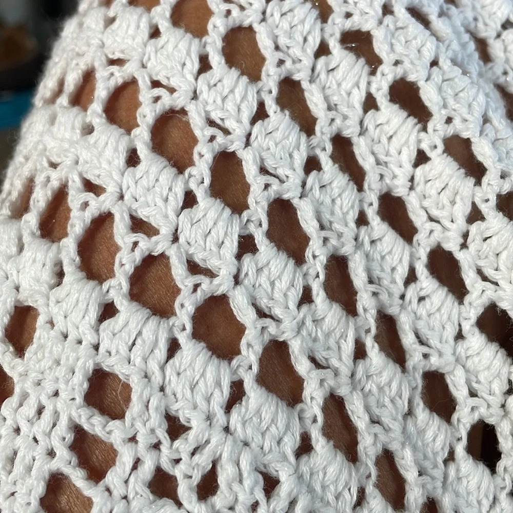 Chico's White Fringe Swim Coverup with Lace Pattern - Picture 10 of 10